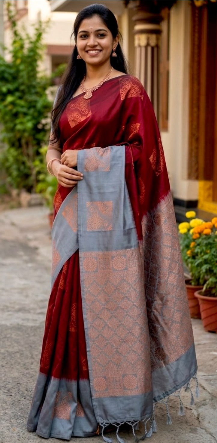 Kanchipuram Elite Silk Grand Motif Contrast Pallu Saree